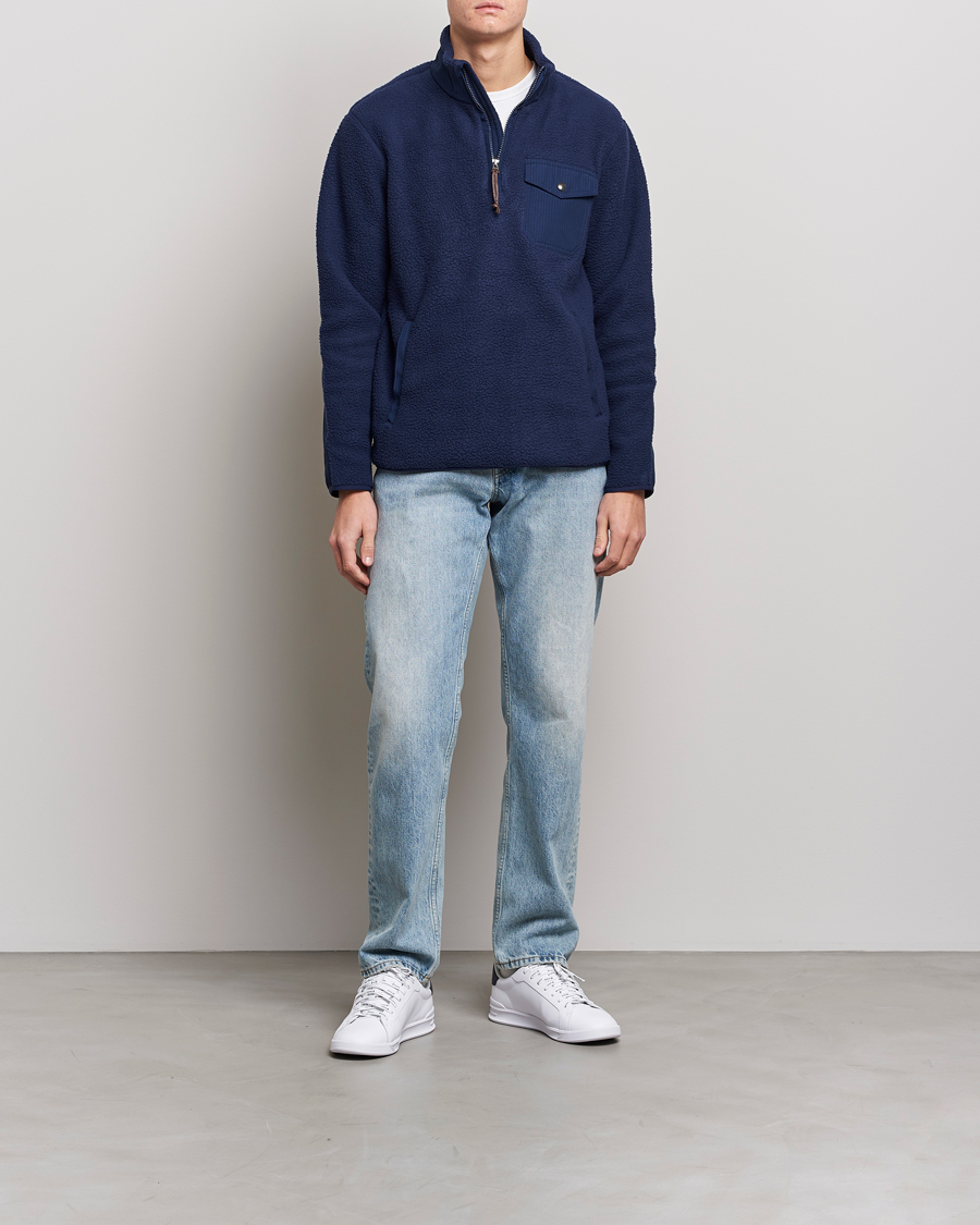 Men | Sweaters & Knitwear | Polo Ralph Lauren | Curly Sherpa Half Zip Newport Navy