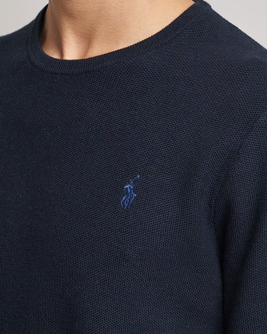 Men | Sweaters & Knitwear | Polo Ralph Lauren | Textured Crew Neck Sweater Navy Heather