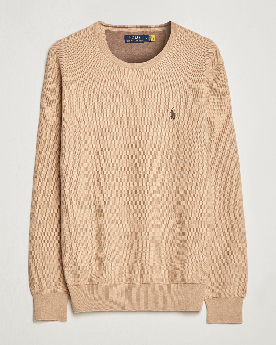 Men | Sweaters & Knitwear | Polo Ralph Lauren | Textured Knitted Crew Neck Camel Melange