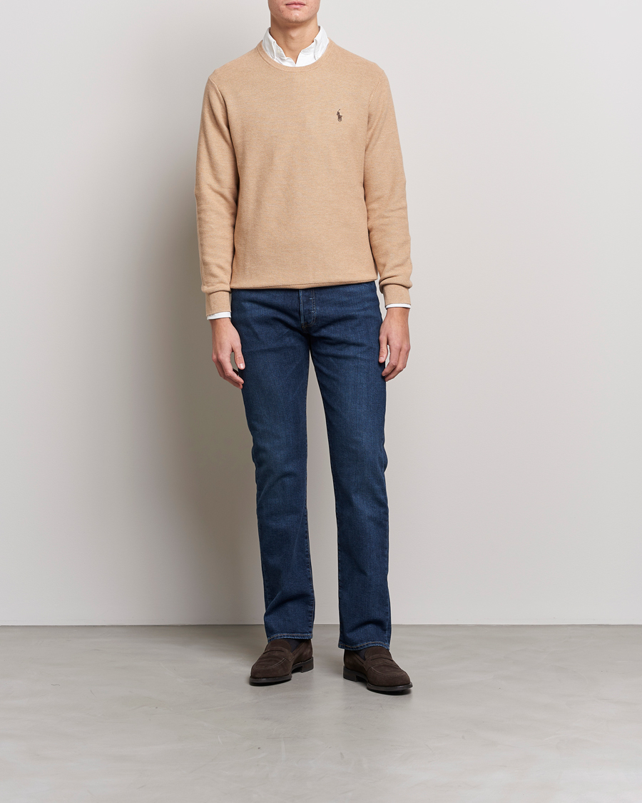Men | Sweaters & Knitwear | Polo Ralph Lauren | Textured Knitted Crew Neck Camel Melange