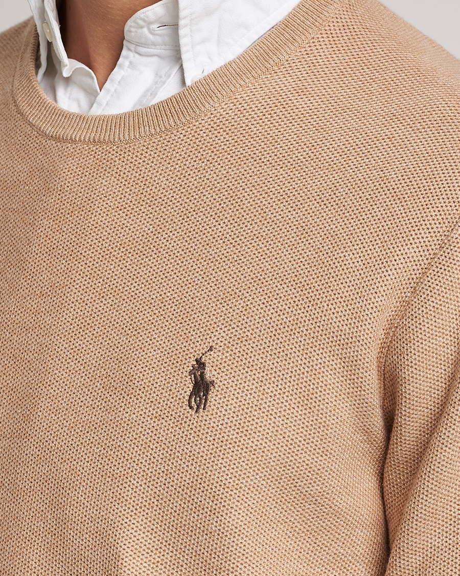 Men | Sweaters & Knitwear | Polo Ralph Lauren | Textured Knitted Crew Neck Camel Melange