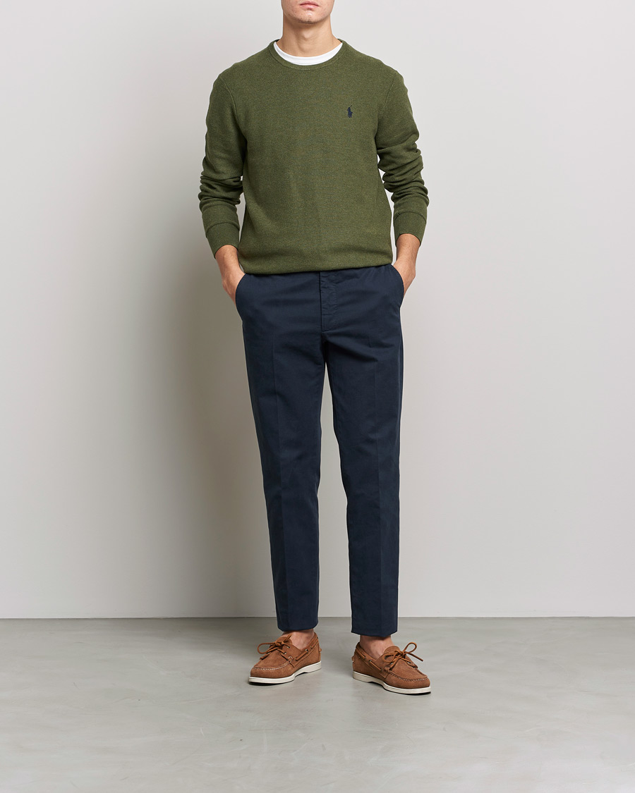 Men | Sweaters & Knitwear | Polo Ralph Lauren | Textured Knitted Crew Neck Olive Heather