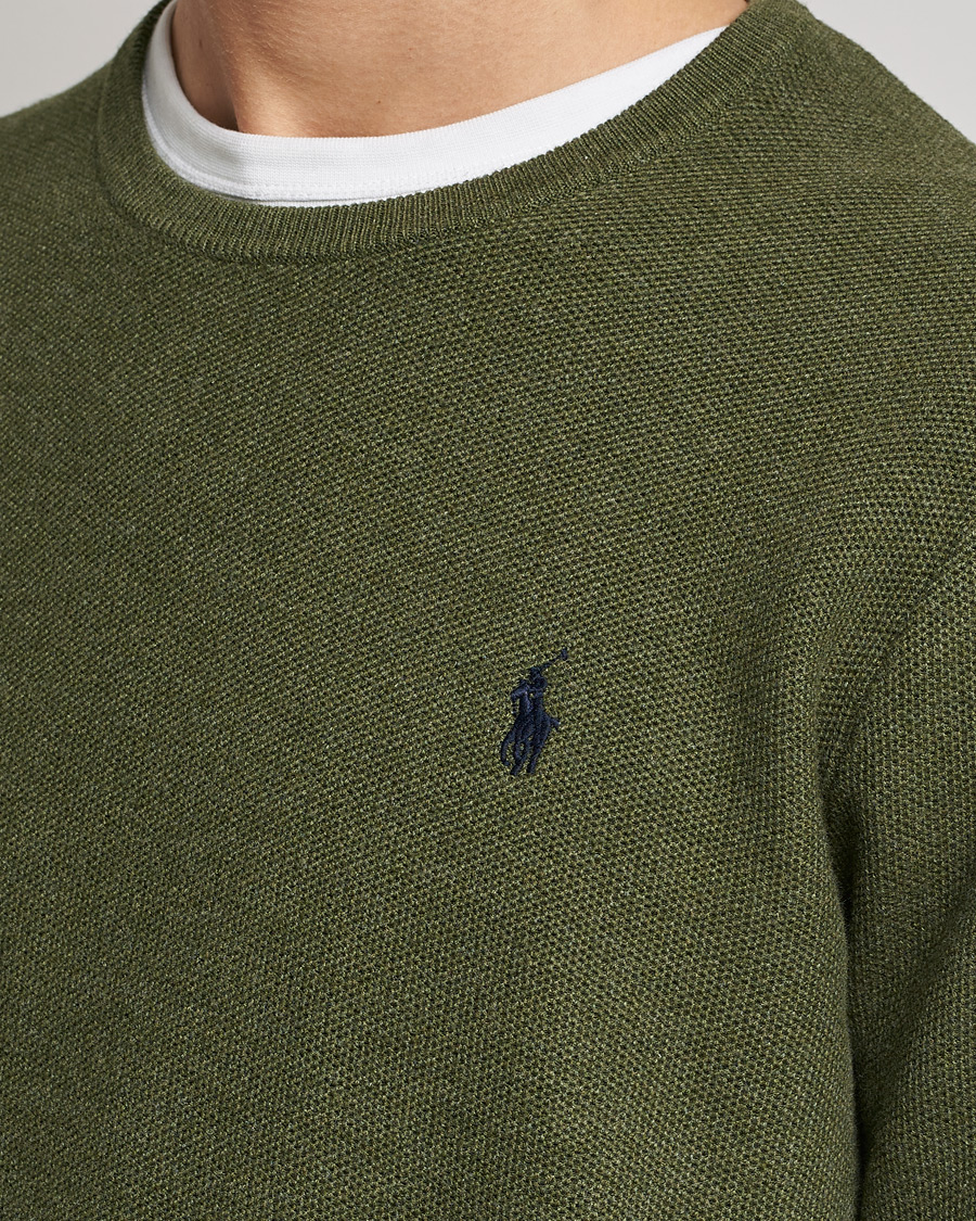 Men | Sweaters & Knitwear | Polo Ralph Lauren | Textured Knitted Crew Neck Olive Heather