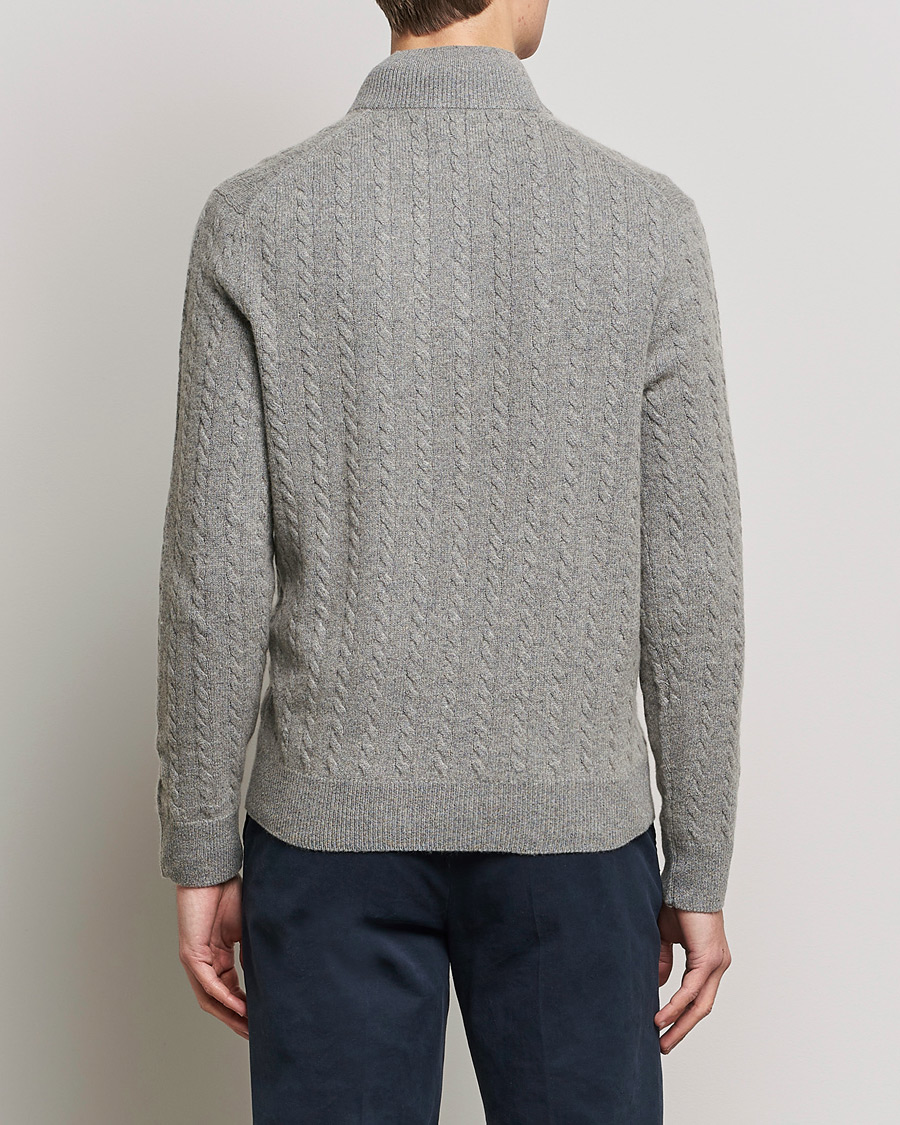 Men | Sweaters & Knitwear | Polo Ralph Lauren | Cotton/Wool Cable Half-Zip Fawn Grey Heather