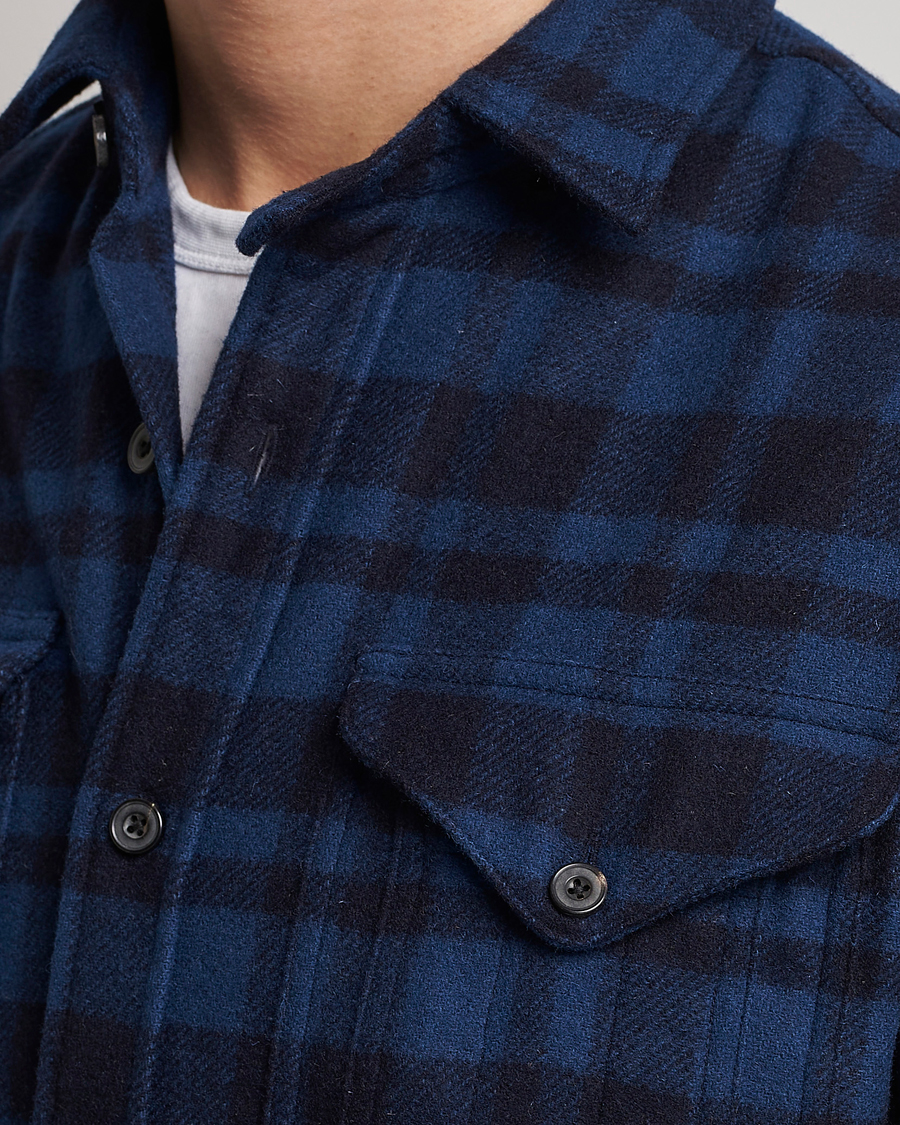 Men | Shirts | Polo Ralph Lauren | Wool Blend Checked Overshirt Blue/Navy
