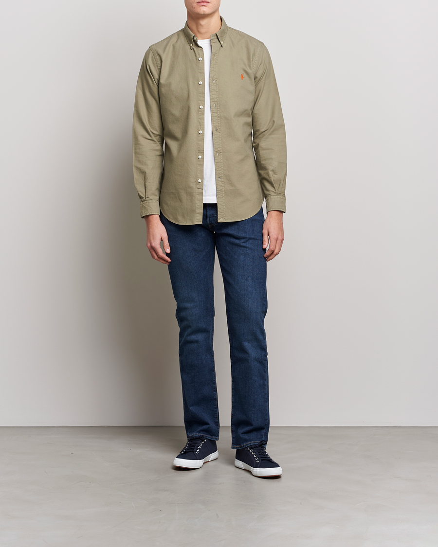Men |  | Polo Ralph Lauren | Slim Fit Garment Dyed Oxford Shirt Sage Green