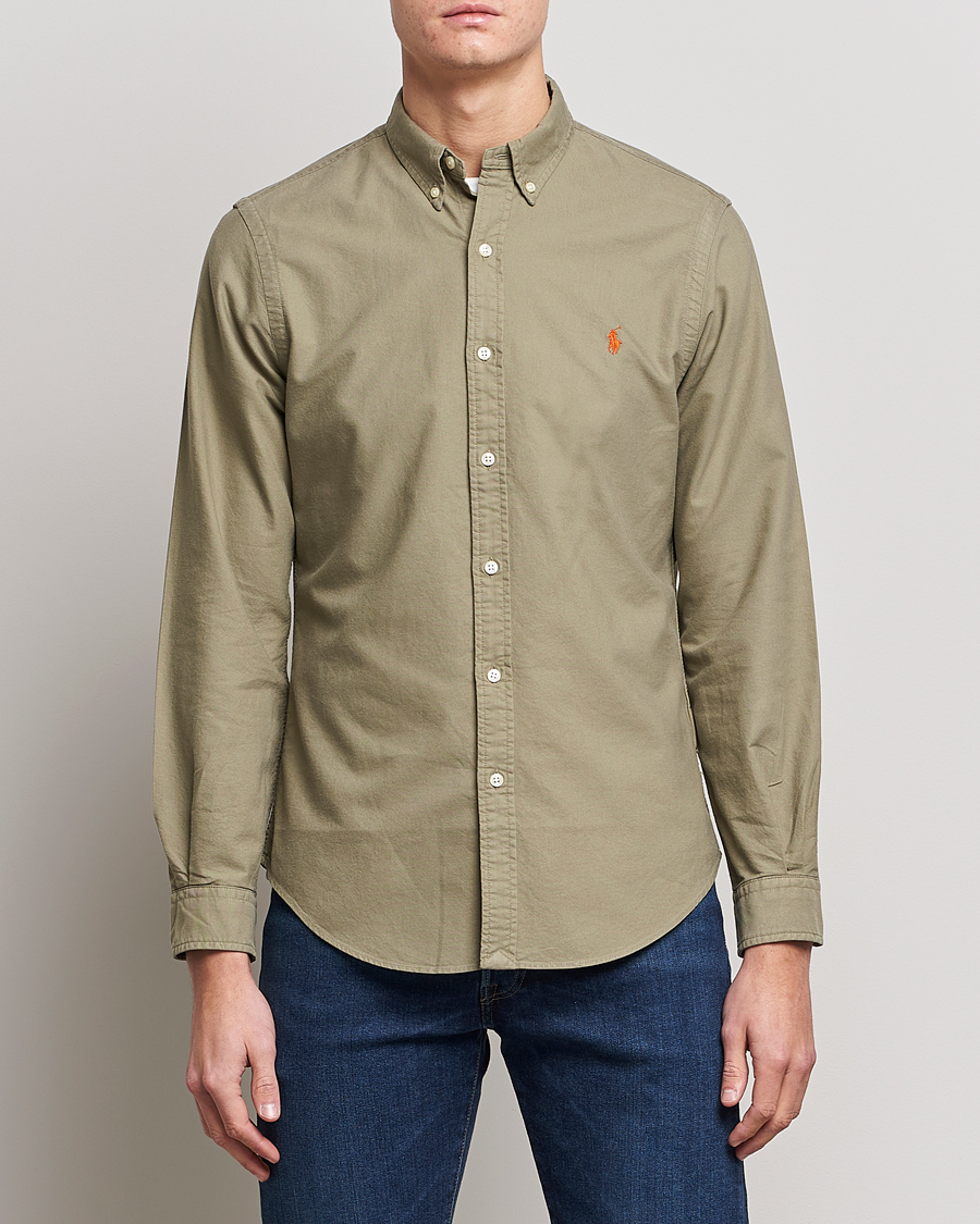 Men |  | Polo Ralph Lauren | Slim Fit Garment Dyed Oxford Shirt Sage Green