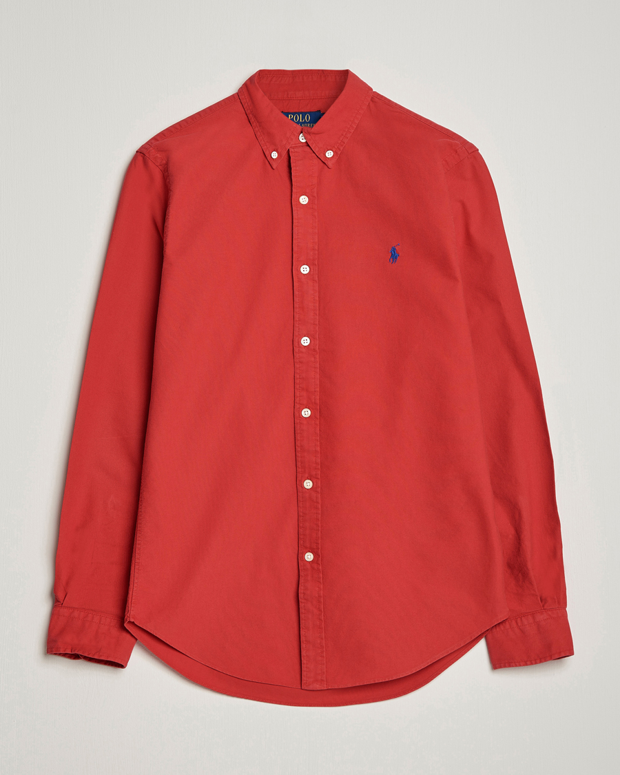 Men | Shirts | Polo Ralph Lauren | Slim Fit Garment Dyed Oxford Shirt Red