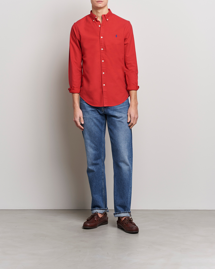 Men | Shirts | Polo Ralph Lauren | Slim Fit Garment Dyed Oxford Shirt Red