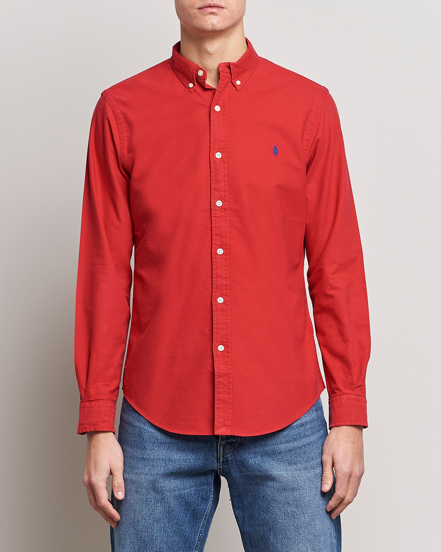 Men | Oxford Shirts | Polo Ralph Lauren | Slim Fit Garment Dyed Oxford Shirt Red