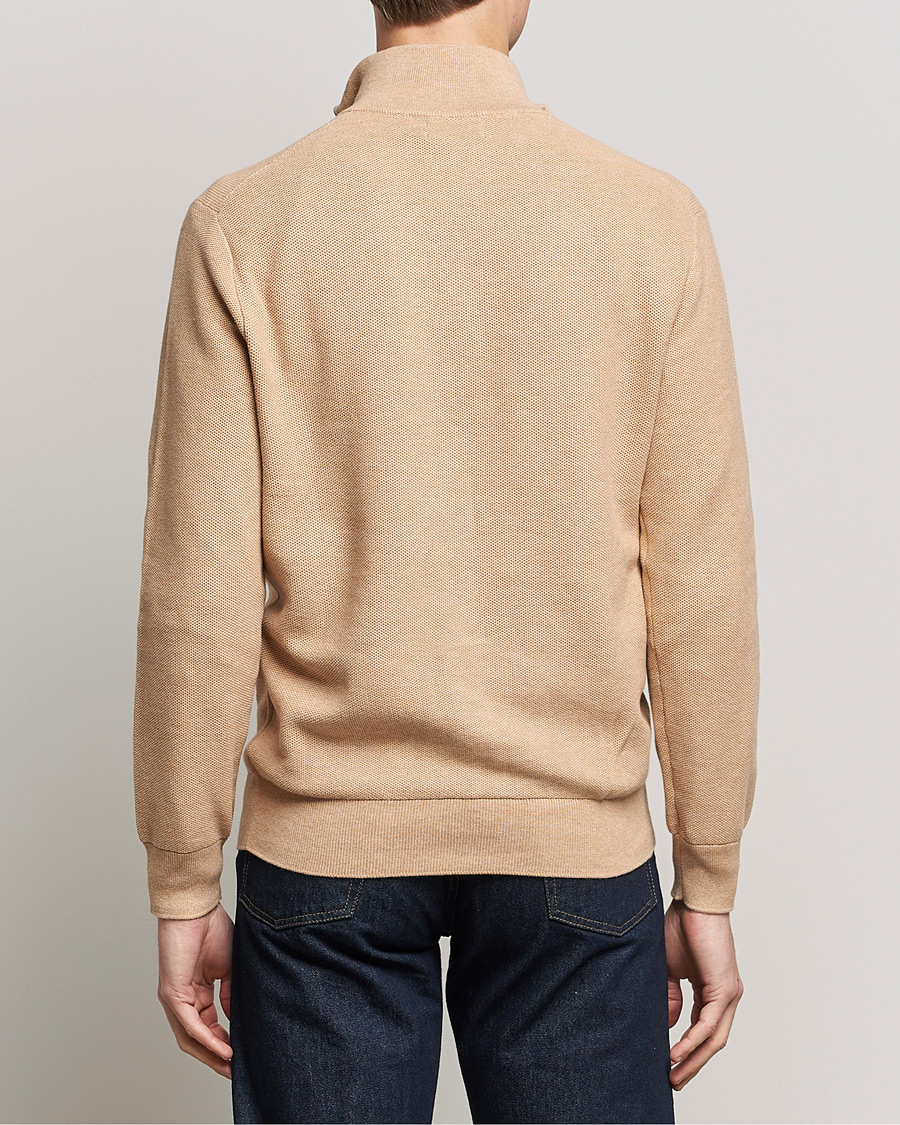 Men | Sweaters & Knitwear | Polo Ralph Lauren | Cotton Half Zip Camel Melange