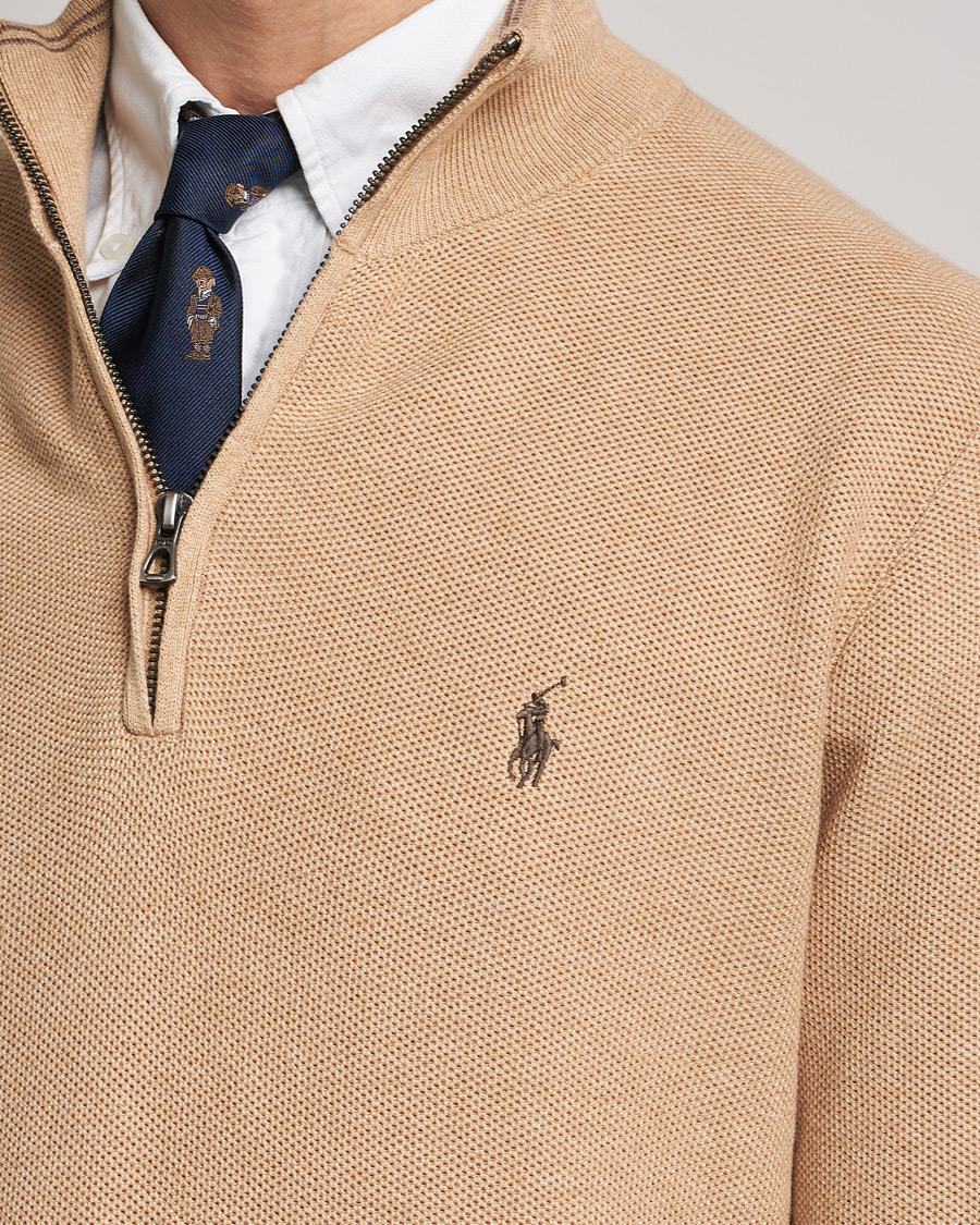 Men | Sweaters & Knitwear | Polo Ralph Lauren | Cotton Half Zip Camel Melange