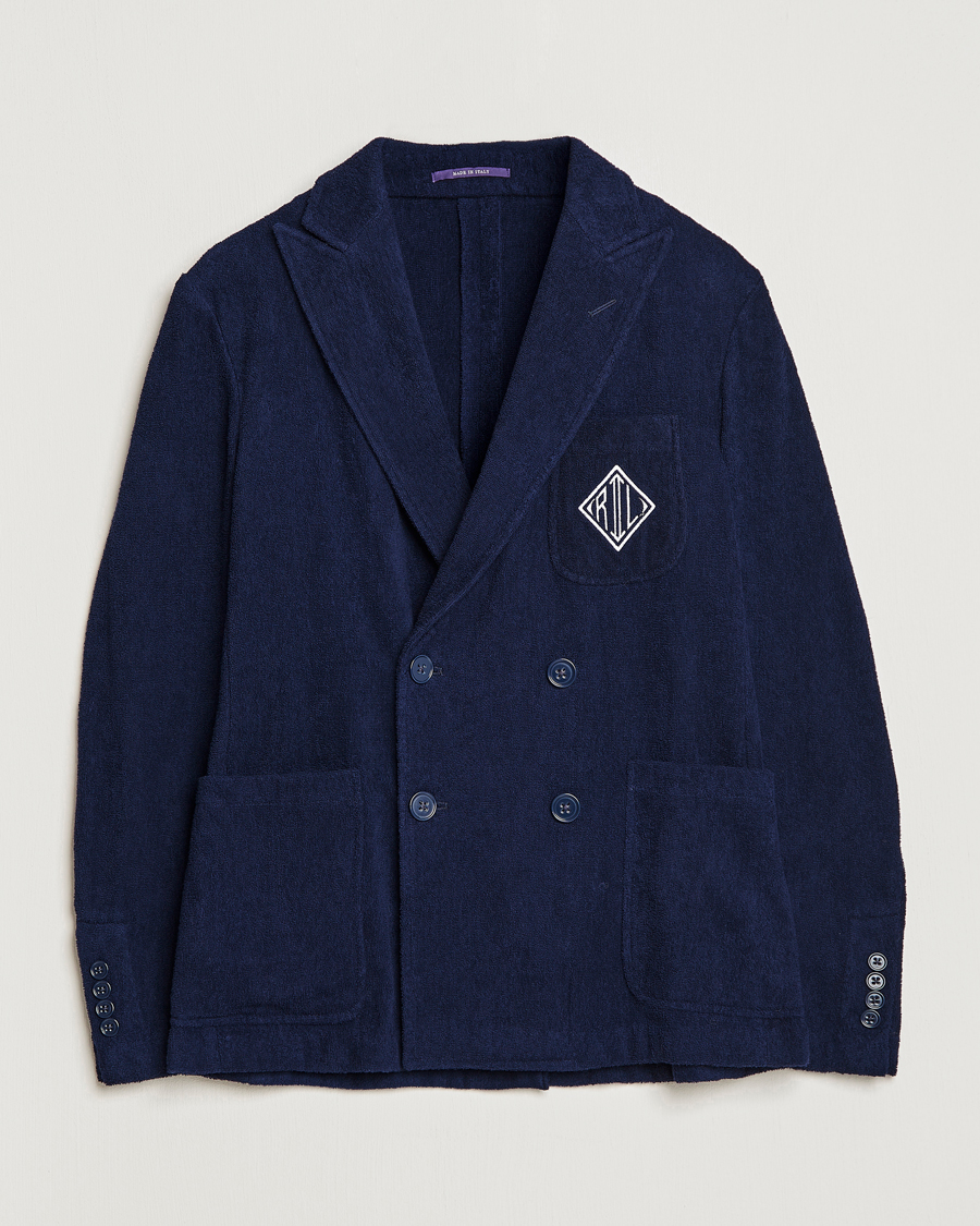 Men | Blazers | Ralph Lauren Purple Label | Knitted Terry Cloth Blazer Navy