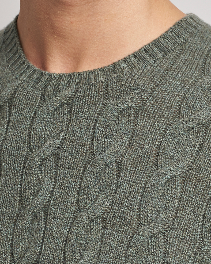 Men | Sweaters & Knitwear | Ralph Lauren Purple Label | Cashmere Cable Crew Neck Sweater Sea Spray