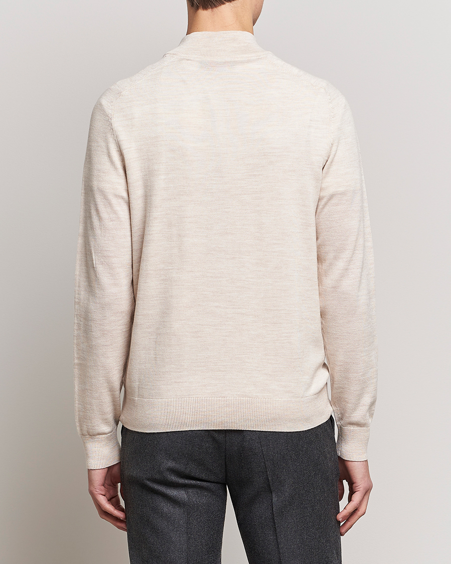 Men | Sweaters & Knitwear | Morris | John Merino Half Zip Ecru