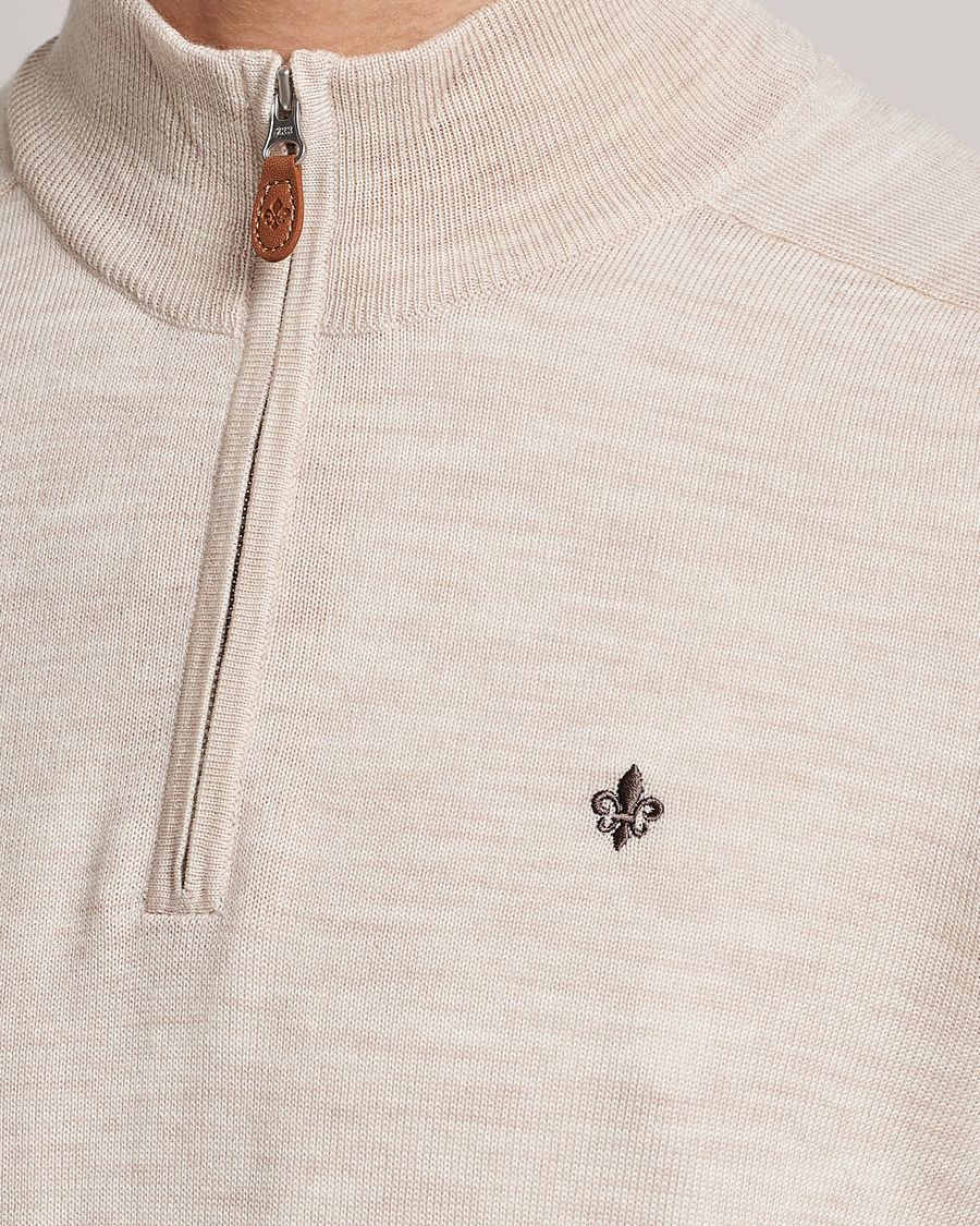 Men | Sweaters & Knitwear | Morris | John Merino Half Zip Ecru