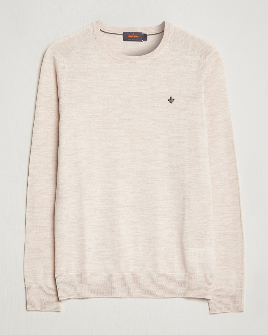 Men | Sweaters & Knitwear | Morris | Merino Crew Neck Pullover Ecru