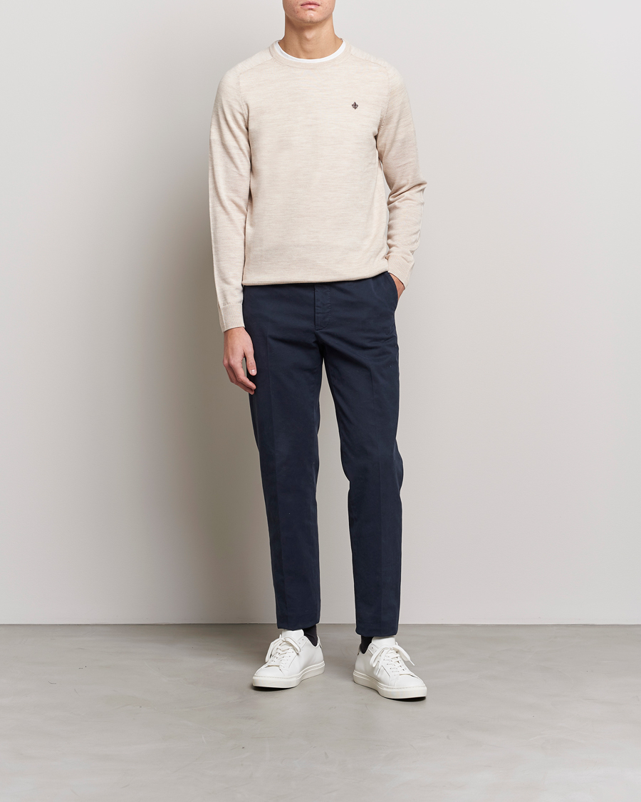 Men | Sweaters & Knitwear | Morris | Merino Crew Neck Pullover Ecru