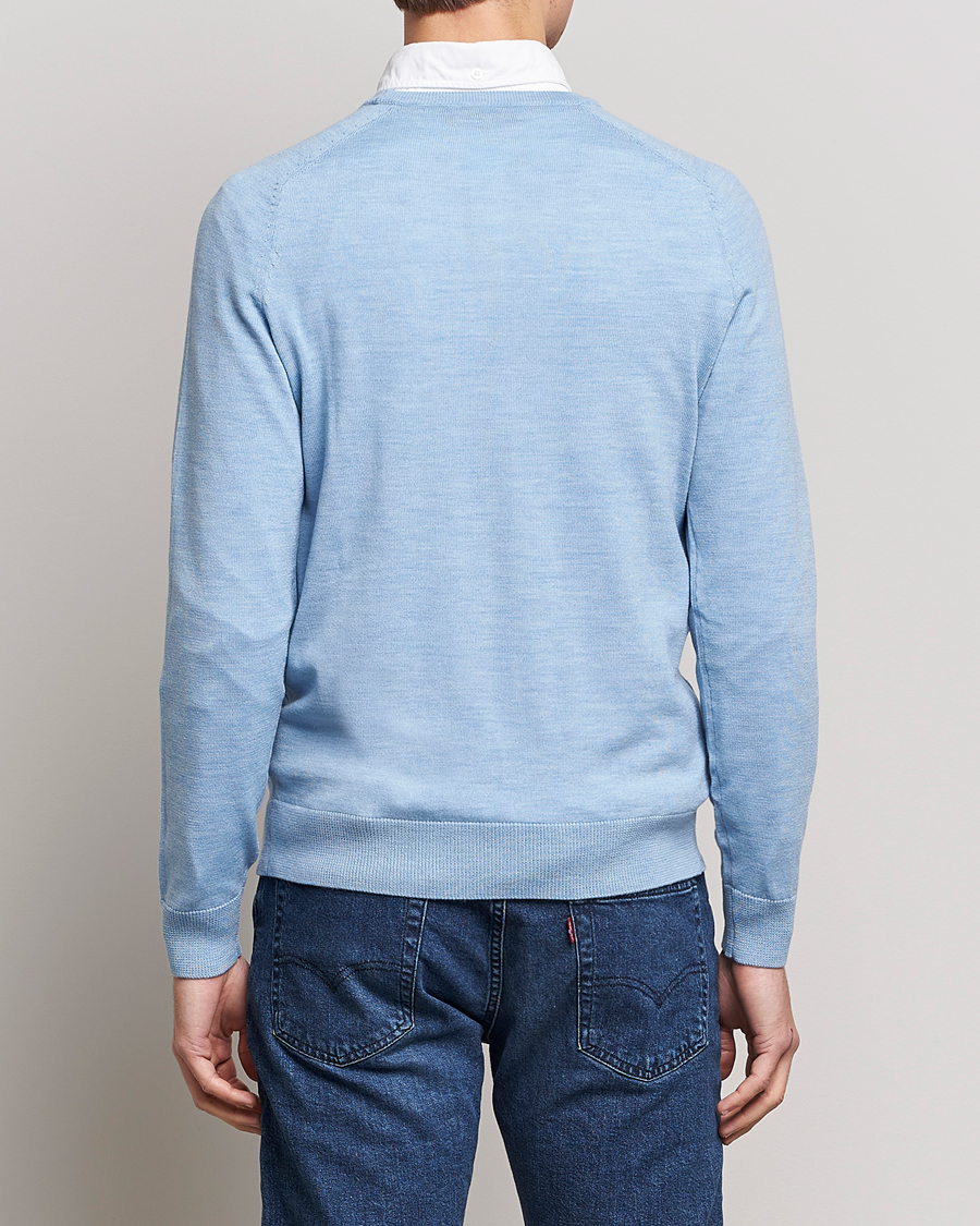 Men | Sweaters & Knitwear | Morris | Merino Crew Neck Pullover Light Blue