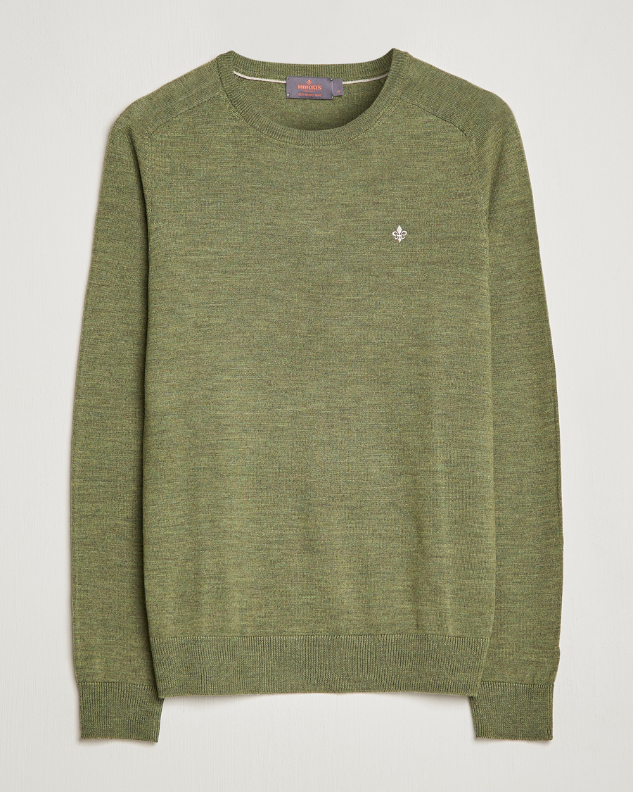 Men | Sweaters & Knitwear | Morris | Merino Crew Neck Pullover Sage Green