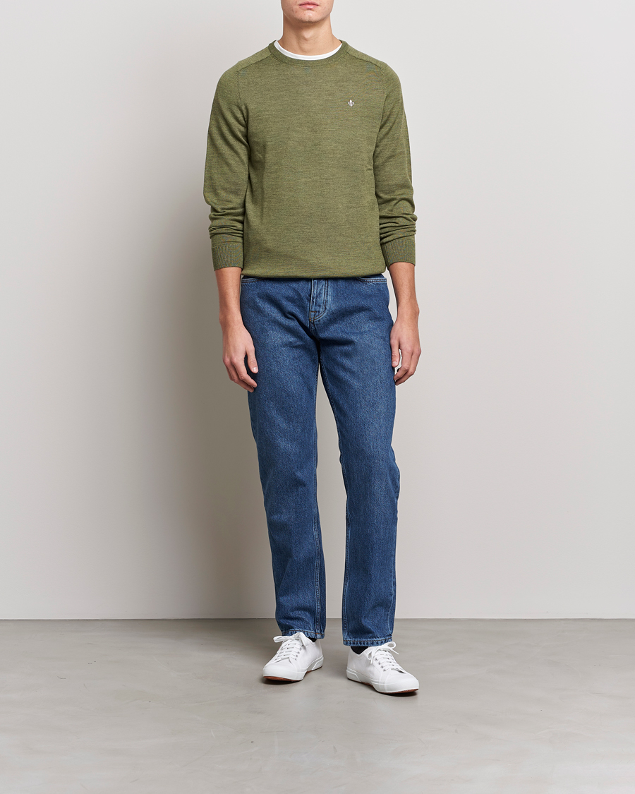 Men | Sweaters & Knitwear | Morris | Merino Crew Neck Pullover Sage Green
