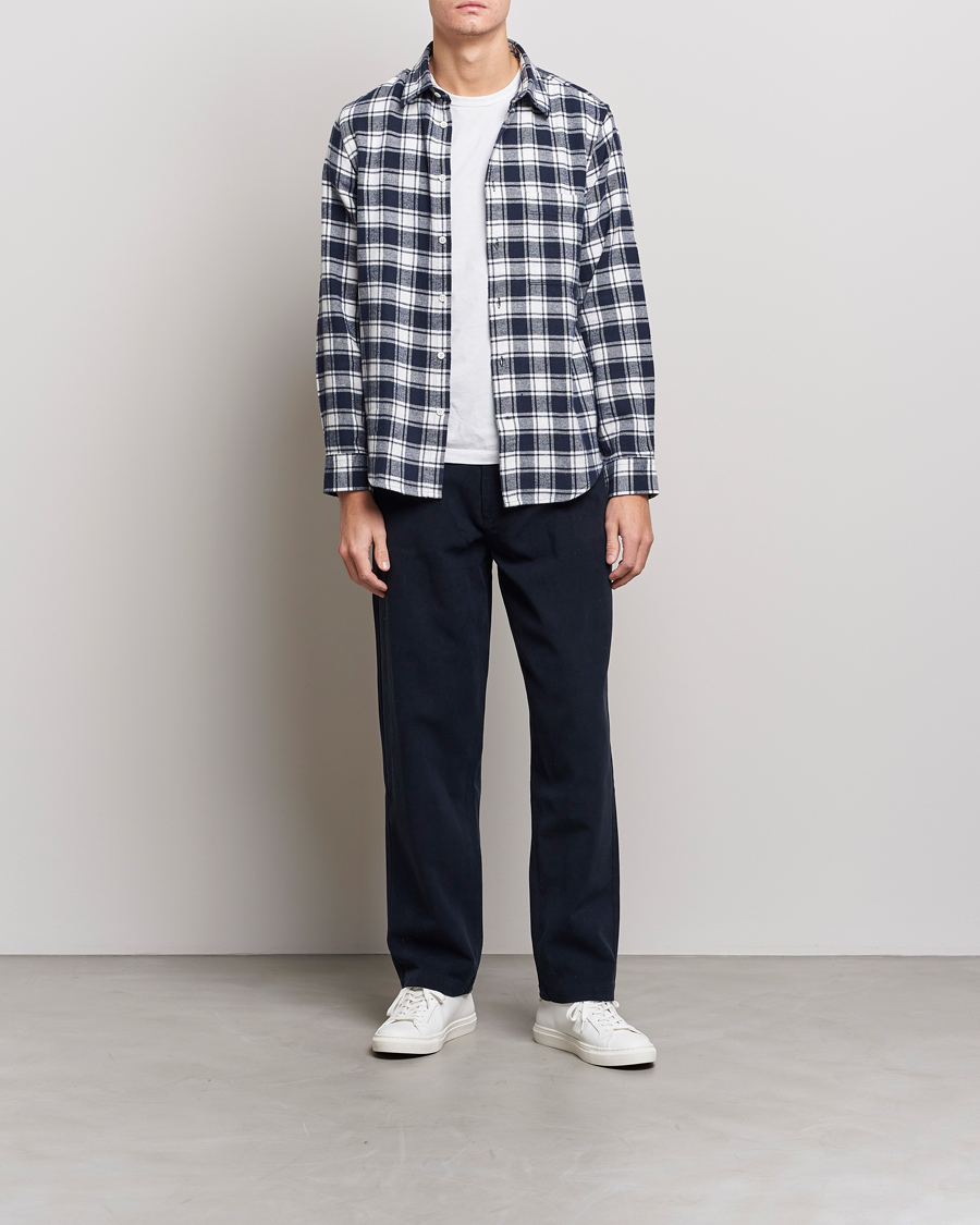 Men | Shirts | NN07 | Arne Brushed Cotton Checked Shirt Navy/White