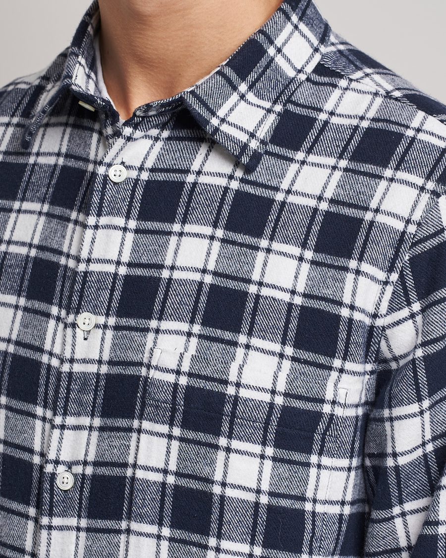 Men | Shirts | NN07 | Arne Brushed Cotton Checked Shirt Navy/White