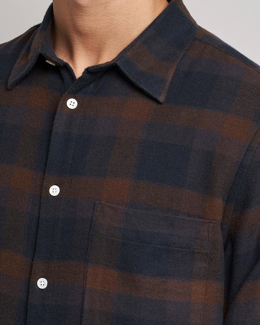 Men | Shirts | NN07 | Arne Brushed Cotton Checked Shirt Brown/Navy