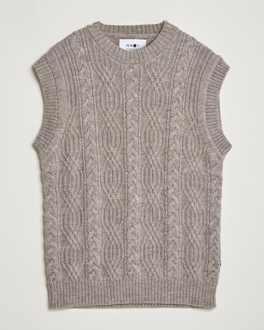 Men | Sweaters & Knitwear | NN07 | Cable Structured Knitted Vest Nature Melange