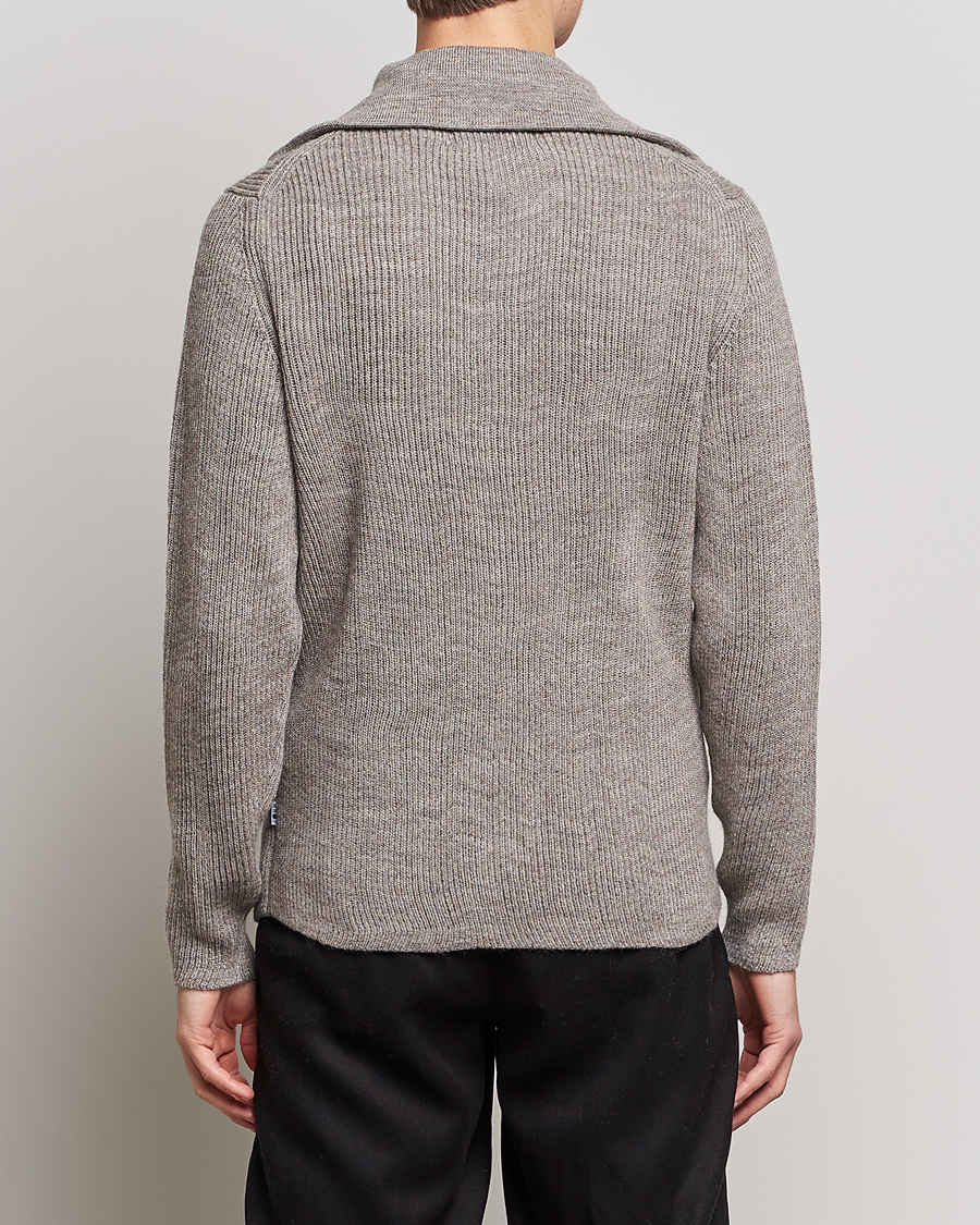 Men | Sweaters & Knitwear | NN07 | Holger Knitted Ribbed Half Zip Nature Melange