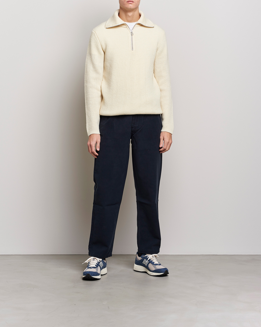 Men | Sweaters & Knitwear | NN07 | Holger Knitted Ribbed Half Zip Ecur