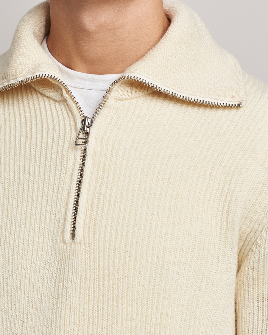 Men | Sweaters & Knitwear | NN07 | Holger Knitted Ribbed Half Zip Ecur