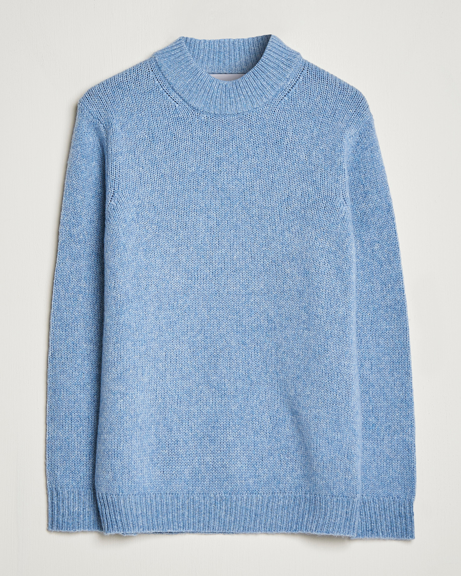 Men | Sweaters & Knitwear | NN07 | Nick Knitted Merino Mock Neck Light Blue Melange
