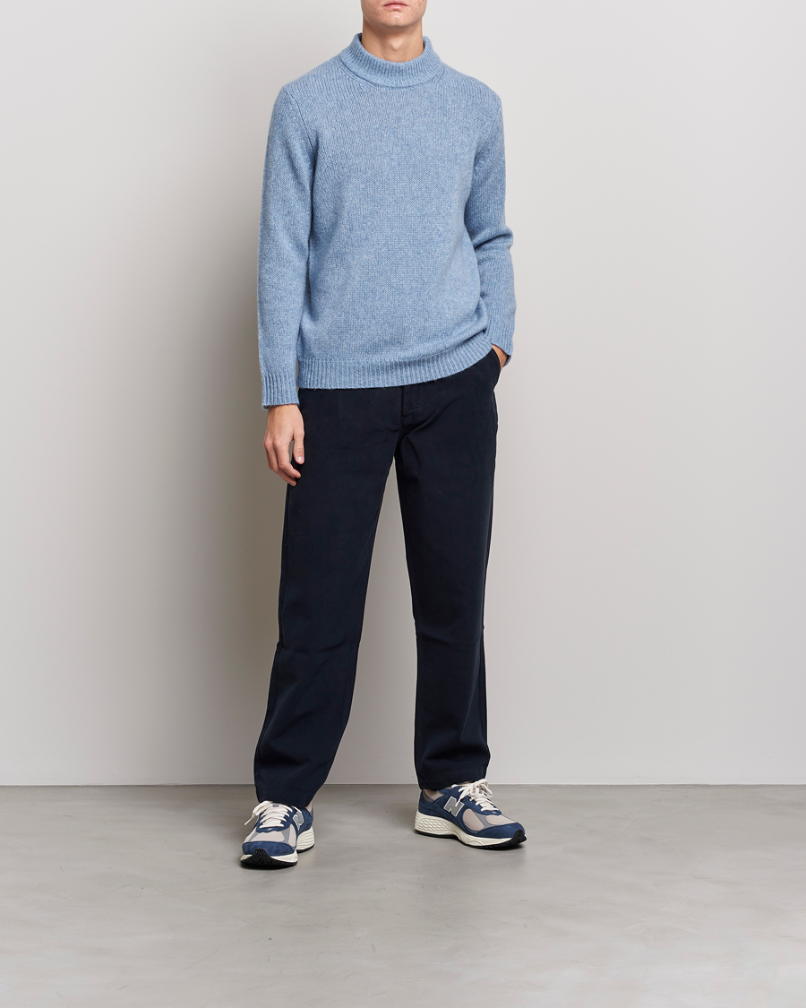 Men | Sweaters & Knitwear | NN07 | Nick Knitted Merino Mock Neck Light Blue Melange