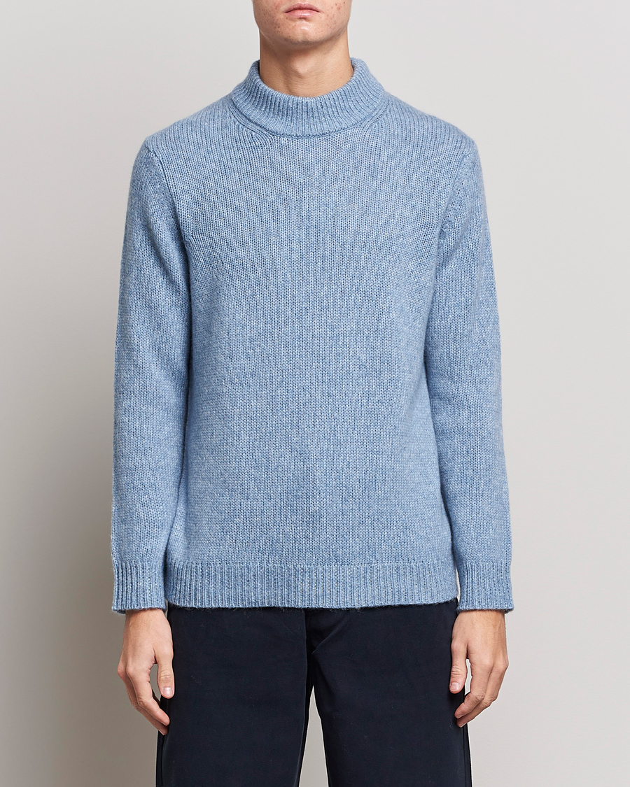 Men | Sweaters & Knitwear | NN07 | Nick Knitted Merino Mock Neck Light Blue Melange