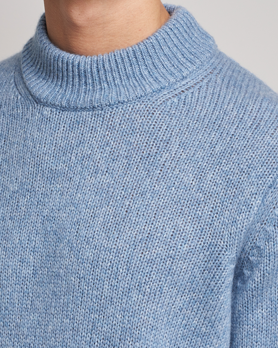 Men | Sweaters & Knitwear | NN07 | Nick Knitted Merino Mock Neck Light Blue Melange