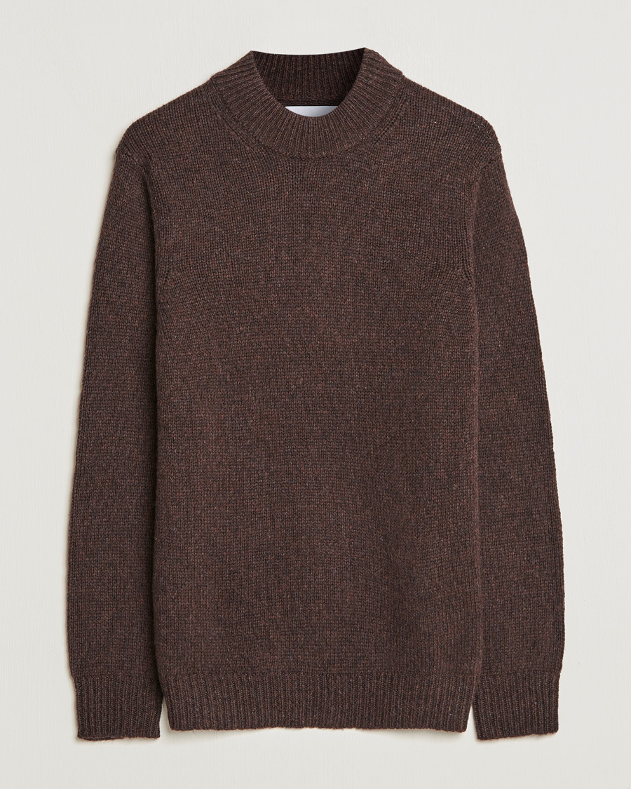 NN07 Nick Knitted Merino Mock Neck Dark Brown at CareOfCarl.com