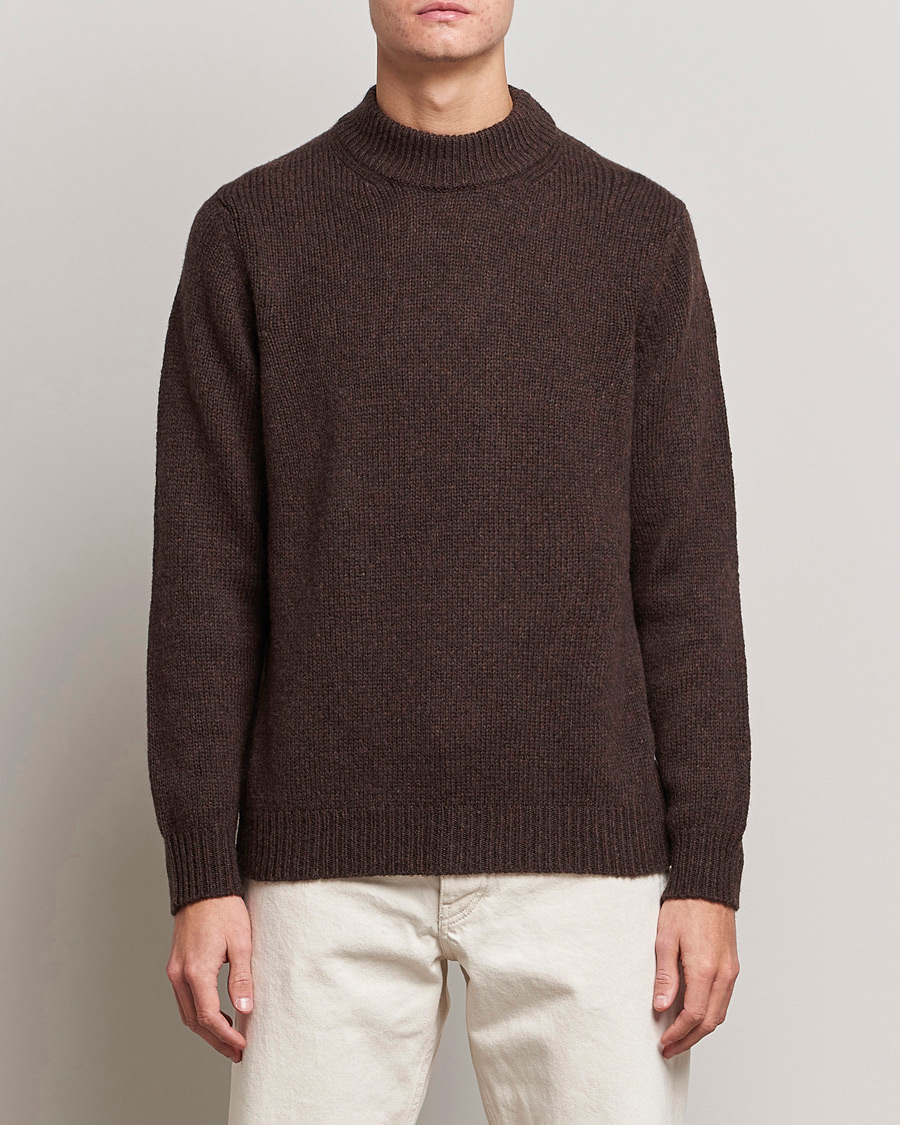 Men | Sweaters & Knitwear | NN07 | Nick Knitted Merino Mock Neck Dark Brown