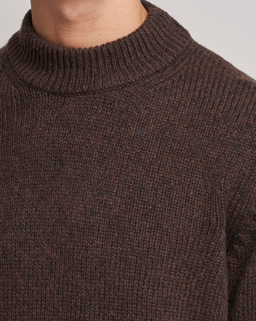 Men | Sweaters & Knitwear | NN07 | Nick Knitted Merino Mock Neck Dark Brown