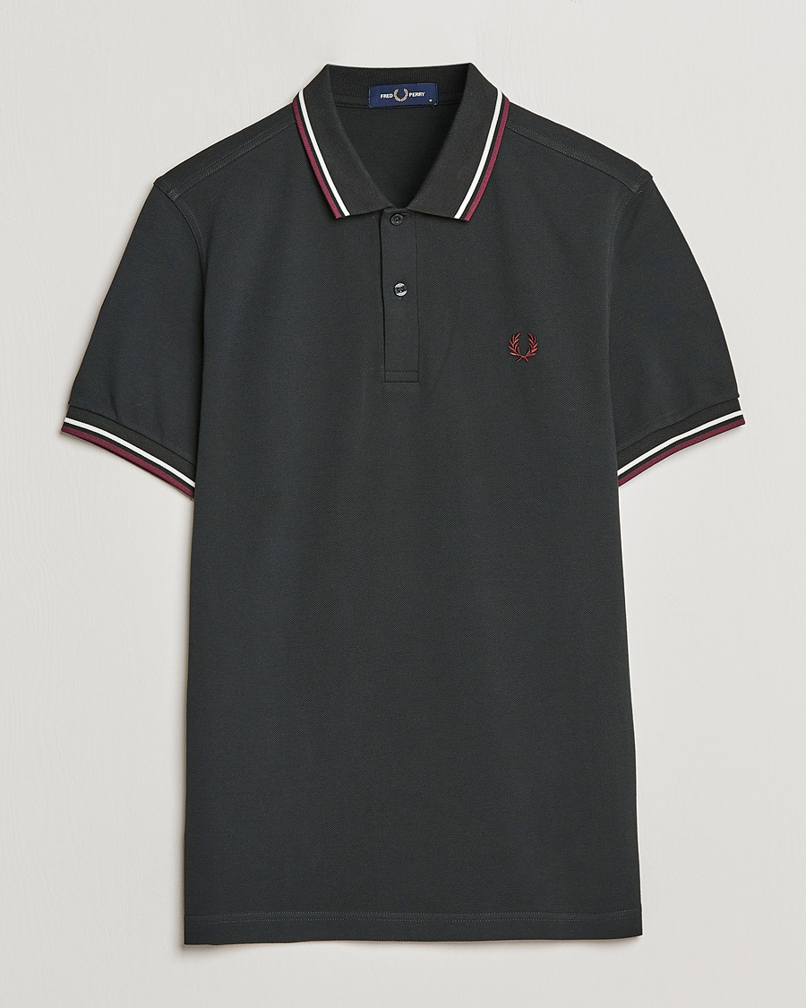 Men | Polo Shirts | Fred Perry | Twin Tipped Polo Shirt Night Green Ecru