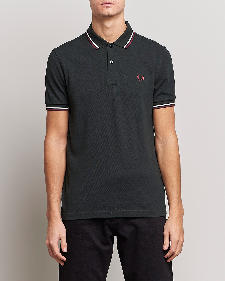 Men | Polo Shirts | Fred Perry | Twin Tipped Polo Shirt Night Green Ecru