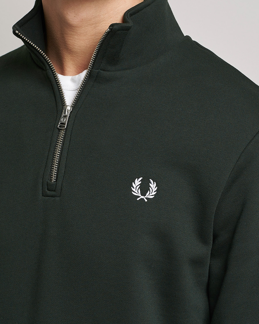 Men | Sweaters & Knitwear | Fred Perry | Half Zip Sweatshirt Night Green