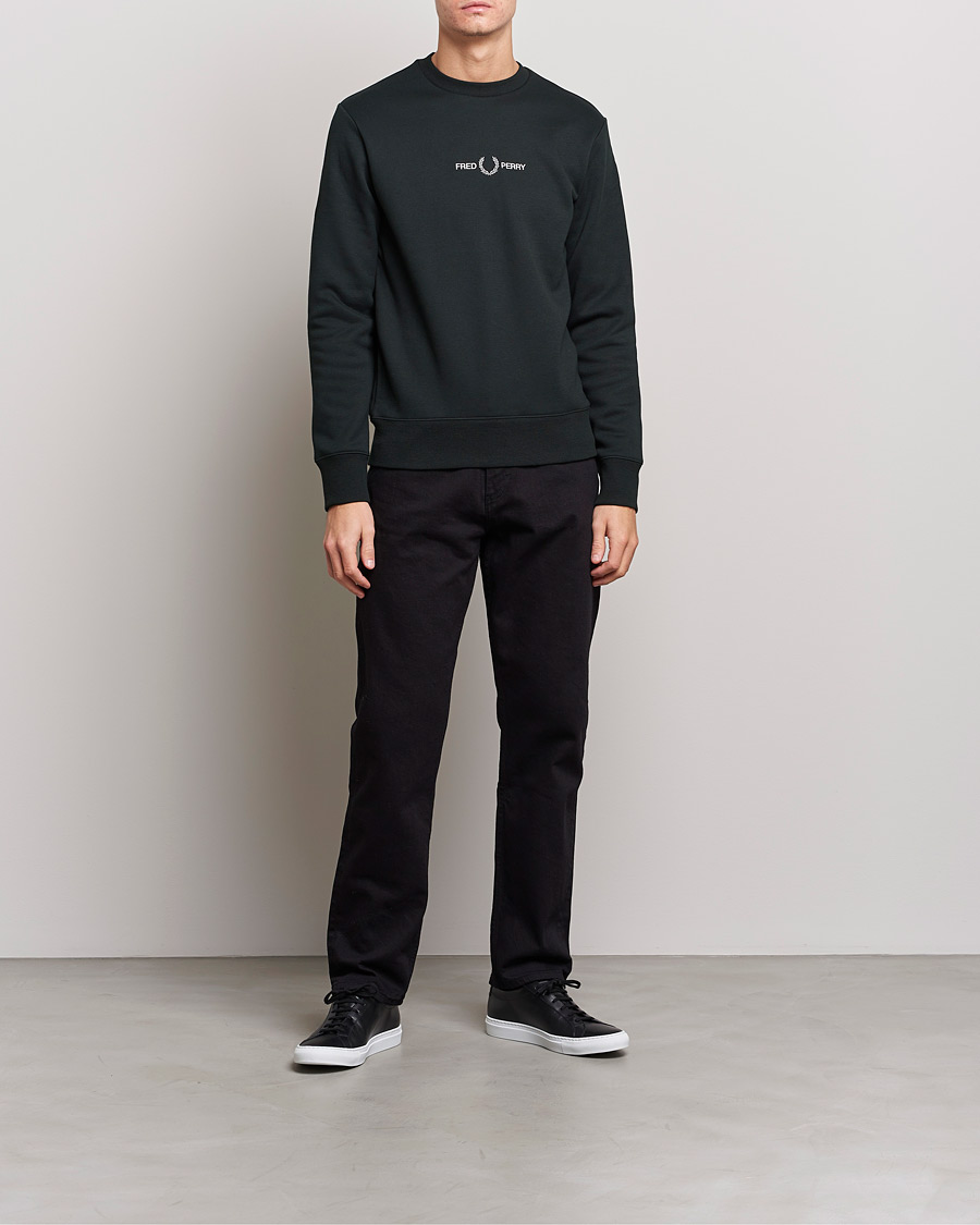 Men | Sweaters & Knitwear | Fred Perry | Emboided Sweatshirt Night Green