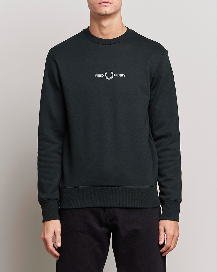 Men | Sweaters & Knitwear | Fred Perry | Emboided Sweatshirt Night Green
