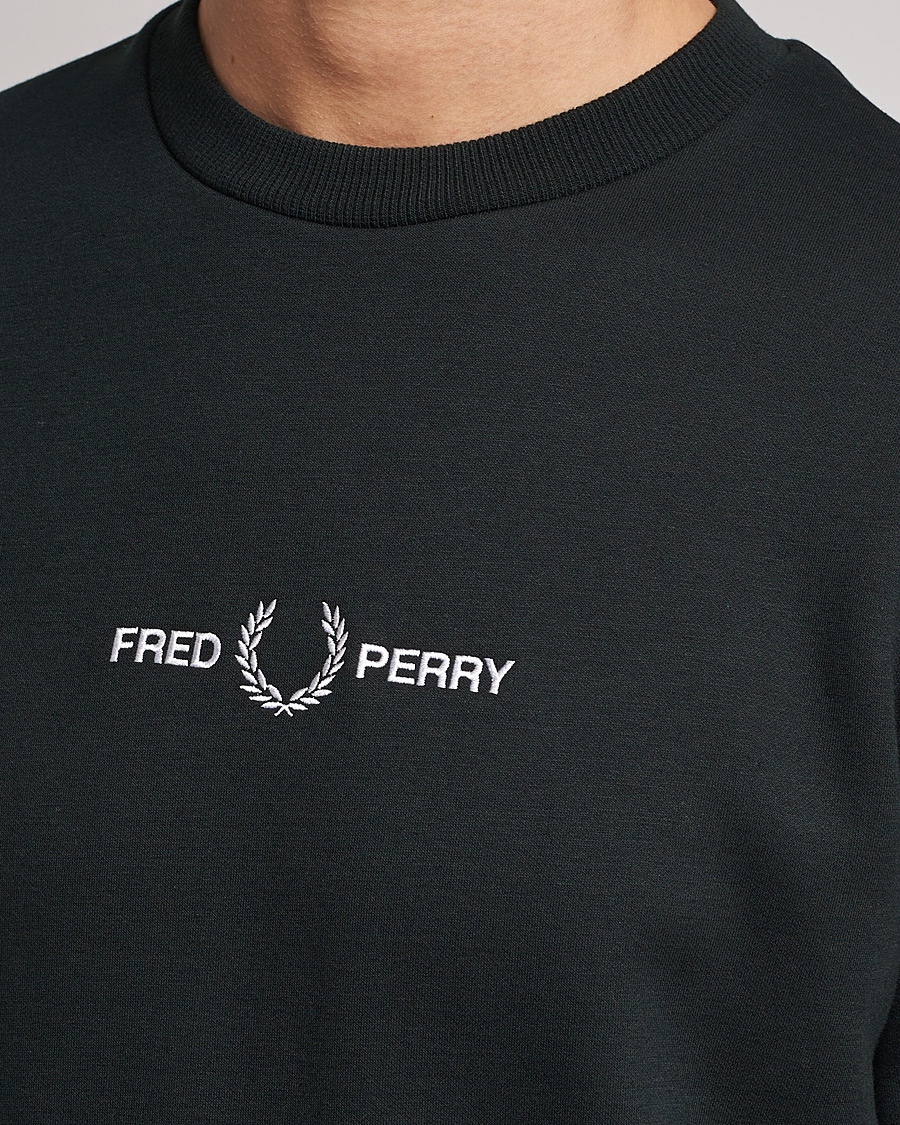 Men | Sweaters & Knitwear | Fred Perry | Emboided Sweatshirt Night Green