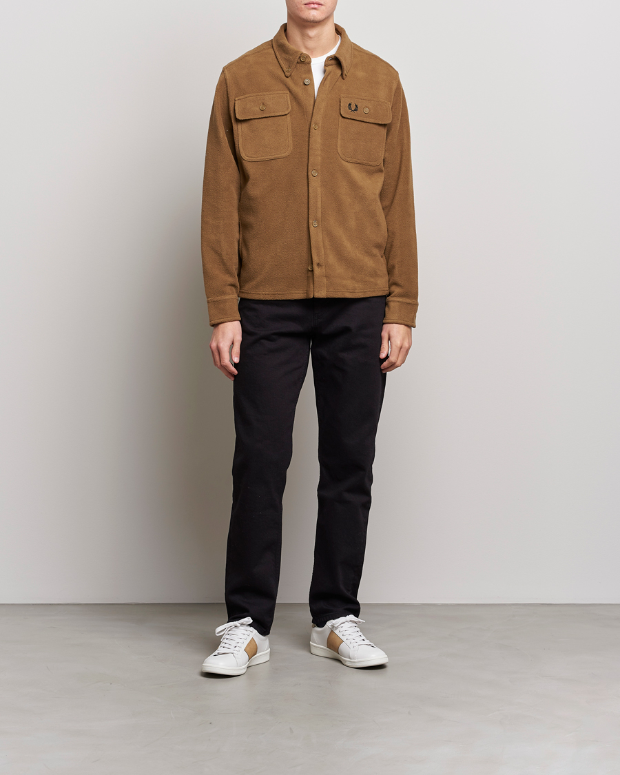 Men | An Overshirt Occasion | Fred Perry | Fleece Overshirt Shadded Stone
