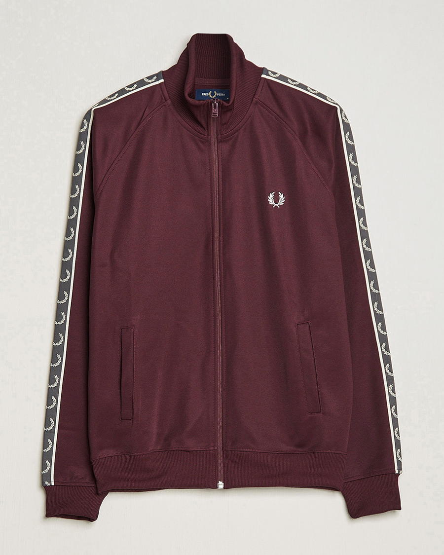 Men | Sweaters & Knitwear | Fred Perry | Taped Track Jacket Oxblood