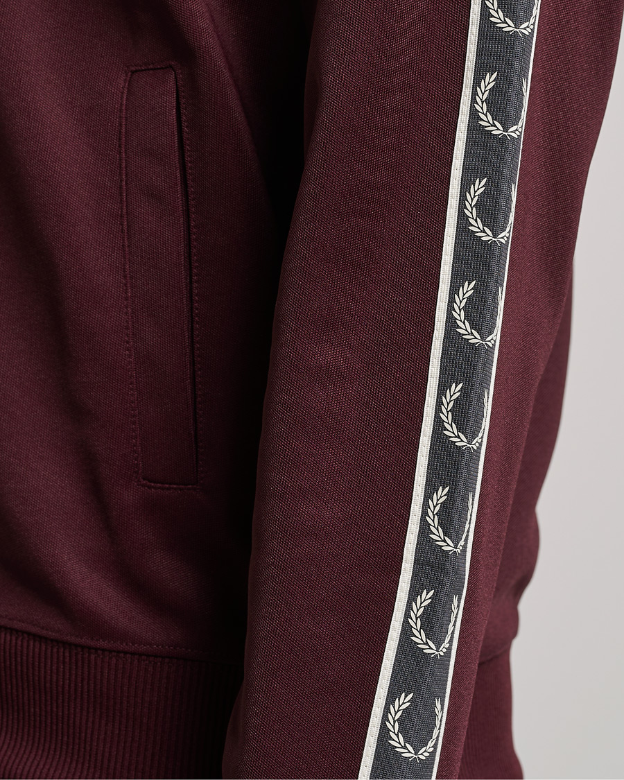 Men | Sweaters & Knitwear | Fred Perry | Taped Track Jacket Oxblood