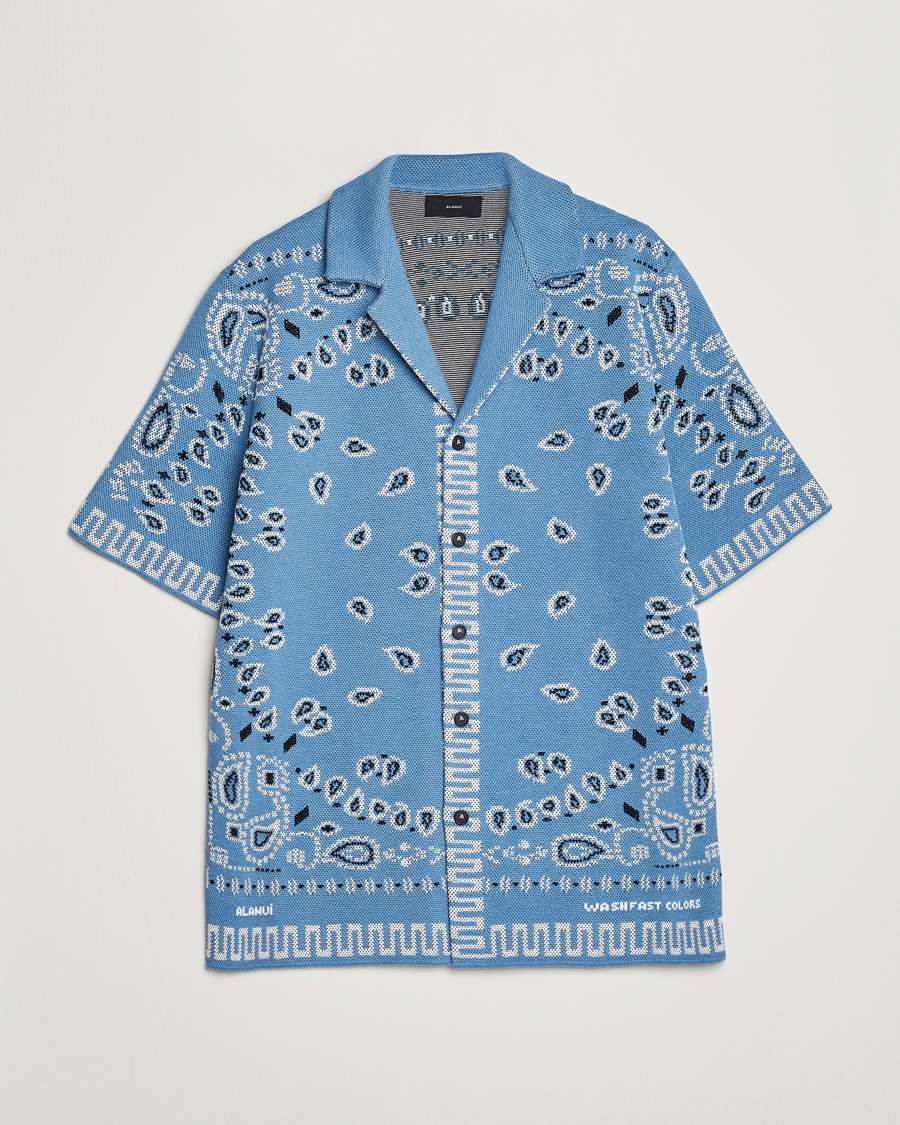 Men | Shirts | Alanui | Bandana Print Camp Shirt Light Blue