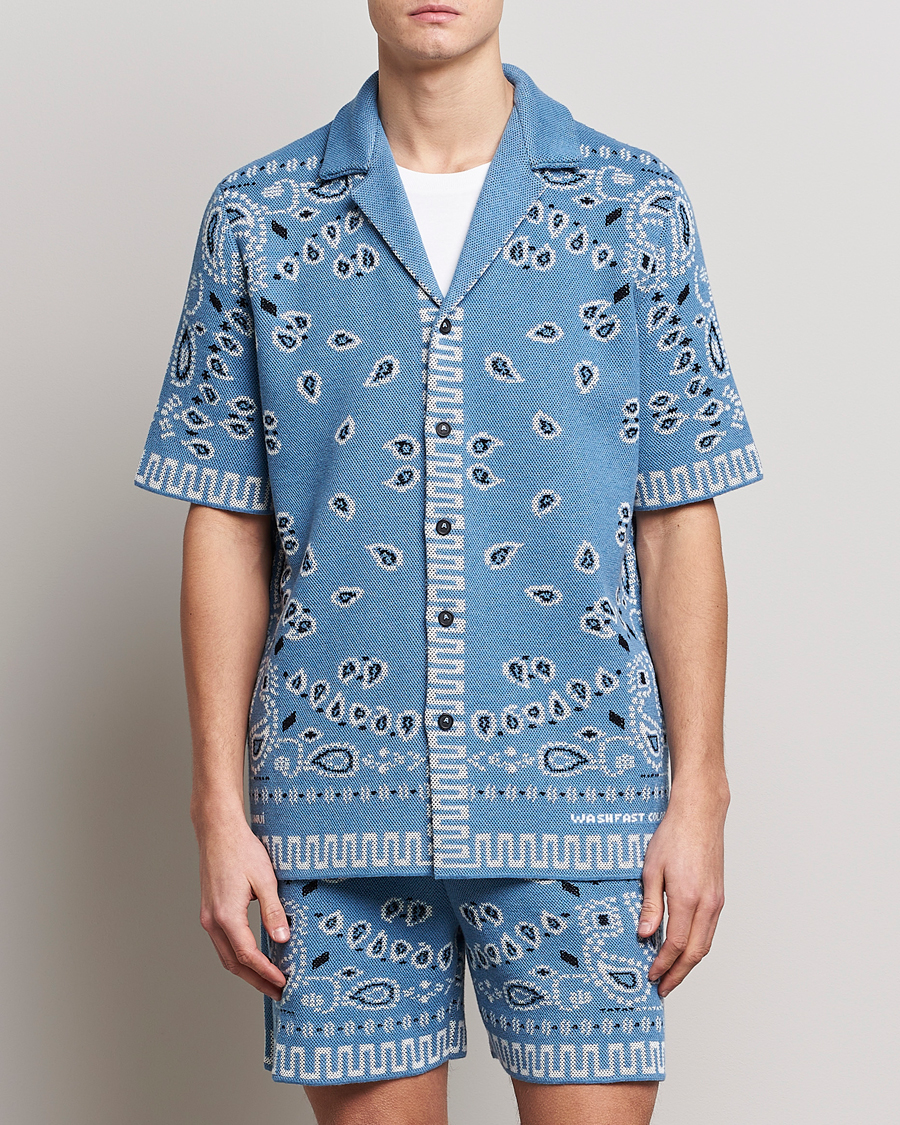 Men | Shirts | Alanui | Bandana Print Camp Shirt Light Blue